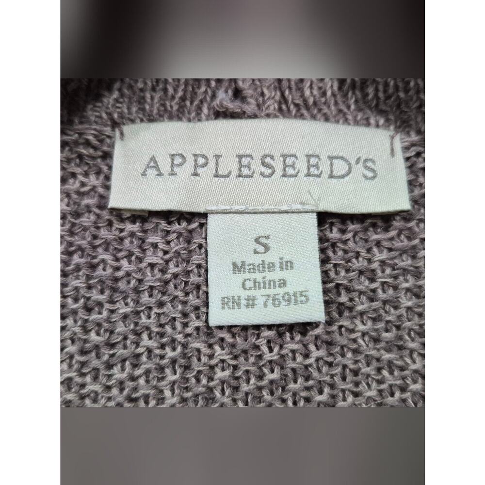 Appleseed's Taupe Linen Blend Open Front Knit Cardigan Sweater with Pockets - S - Picture 6 of 10